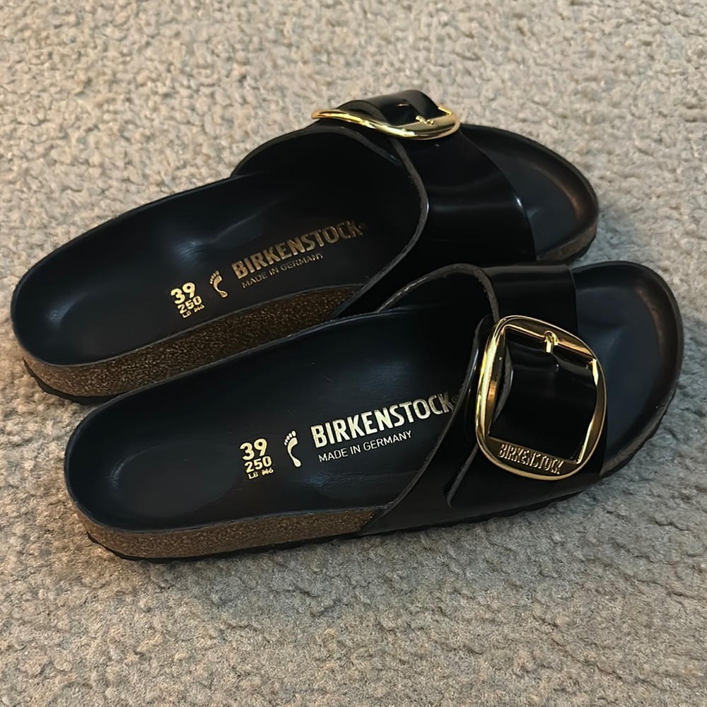 BLACK BIRKENSTOCK BIG BUCKLE MADRID HIGH SHINE {39}